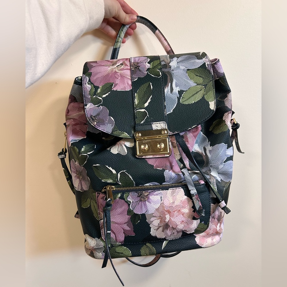 Indigo Floral Vegan Leather backpack!